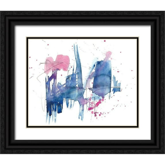 Goldberger, Jennifer 14x12 Black Ornate Wood Framed with Double Matting Museum Art Print Titled - Indigo and Magenta Splash I
