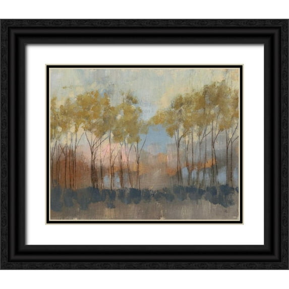 Goldberger, Jennifer 14x12 Black Ornate Wood Framed with Double Matting Museum Art Print Titled - Ochre Treeline II