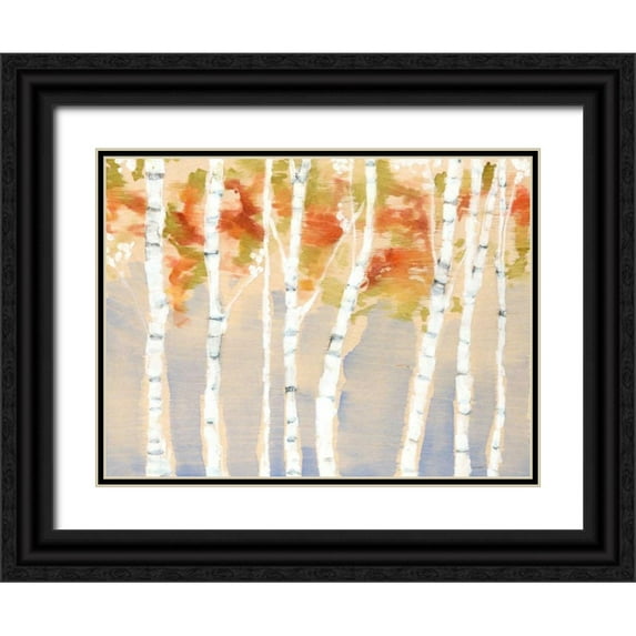 Goldberger, Jennifer 14x12 Black Ornate Wood Framed with Double Matting Museum Art Print Titled - Swaying Birches II