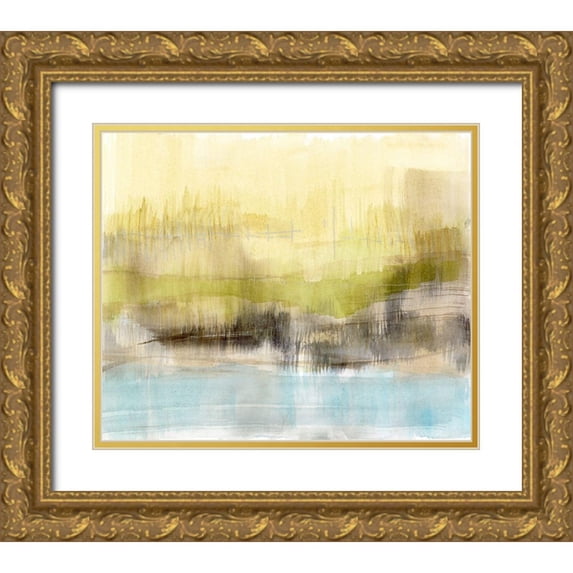Goldberger, Jennifer 14x12 Gold Ornate Wood Framed with Double Matting Museum Art Print Titled - Feathered Fields I
