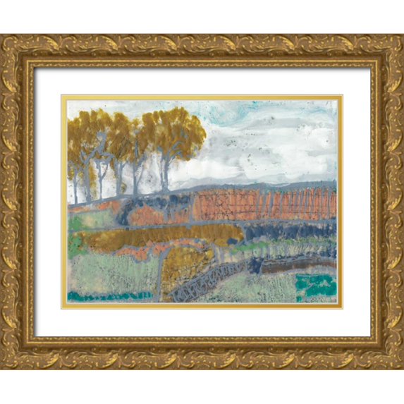 Goldberger, Jennifer 14x12 Gold Ornate Wood Framed with Double Matting Museum Art Print Titled - Patchwork Landscape I