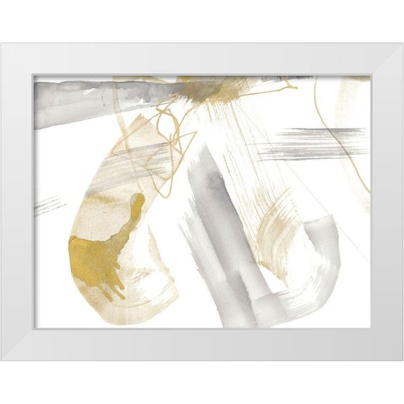 Goldberger, Jennifer 14x12 White Modern Wood Framed Museum Art Print Titled - Gold and Grey Exploration VIII