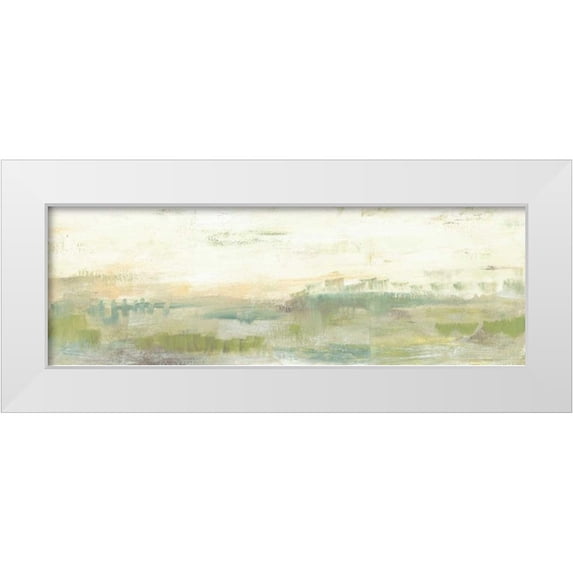 Goldberger, Jennifer 14x7 White Modern Wood Framed Museum Art Print Titled - Greenery Horizon Line I