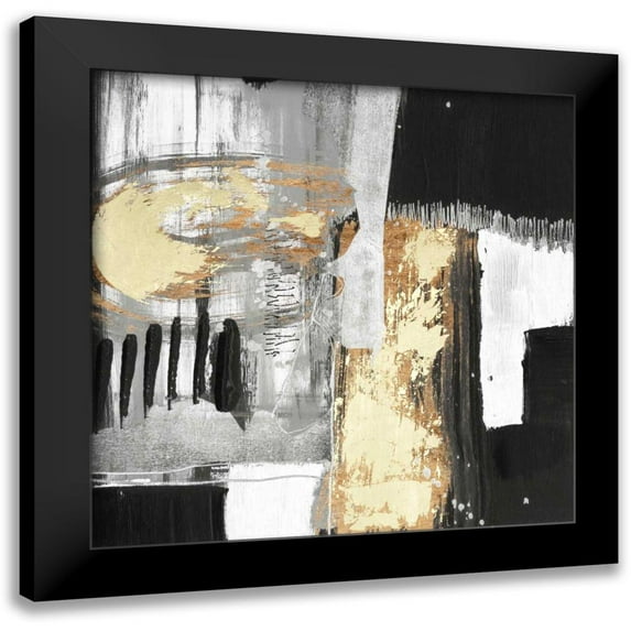 Goldberger, Jennifer 15x15 Black Modern Framed Museum Art Print Titled - Golden Strokes I