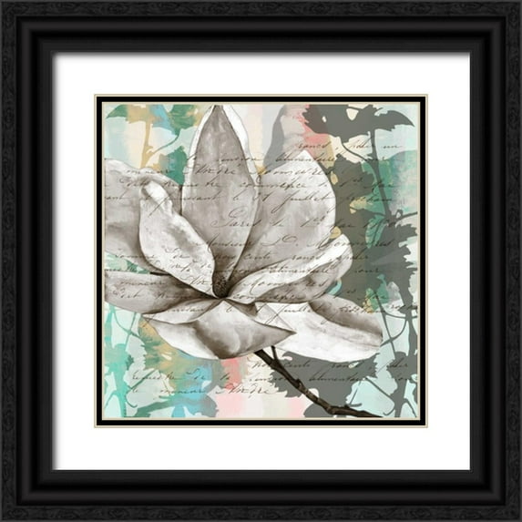 Goldberger, Jennifer 15x15 Black Ornate Wood Framed with Double Matting Museum Art Print Titled - Pastel Magnolias II