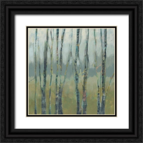 Goldberger, Jennifer 15x15 Black Ornate Wood Framed with Double Matting Museum Art Print Titled - Transitional Treeline I