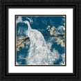 thumbnail image 1 of Goldberger, Jennifer 15x15 Black Ornate Wood Framed with Double Matting Museum Art Print Titled - White Peacock on Indigo II, 1 of 4