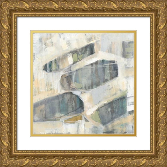 Goldberger, Jennifer 15x15 Gold Ornate Wood Framed with Double Matting Museum Art Print Titled - Grey Orbs II