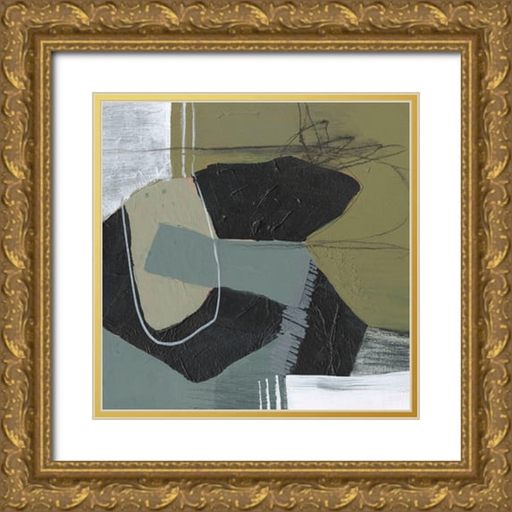 Goldberger, Jennifer 15x15 Gold Ornate Wood Framed with Double Matting Museum Art Print Titled - Puzzle in Neutrals II