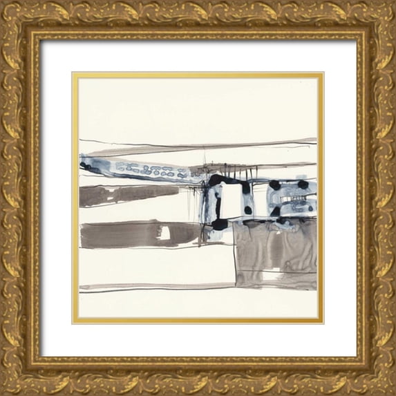 Goldberger, Jennifer 15x15 Gold Ornate Wood Framed with Double Matting Museum Art Print Titled - Stark Lines II