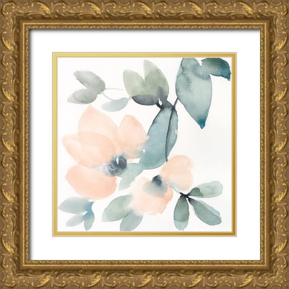 Goldberger, Jennifer 15x15 Gold Ornate Wood Framed with Double Matting Museum Art Print Titled - Water and Petals V