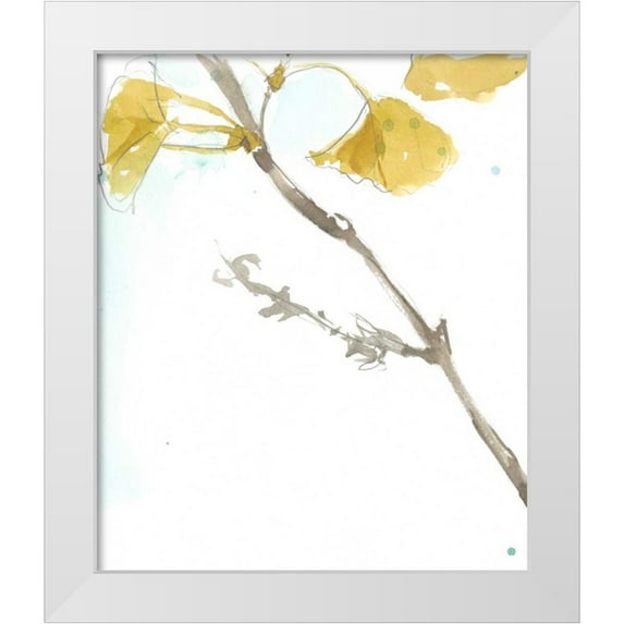 Goldberger, Jennifer 15x17 White Modern Wood Framed Museum Art Print Titled - Ginkgo on Dusty Teal VI