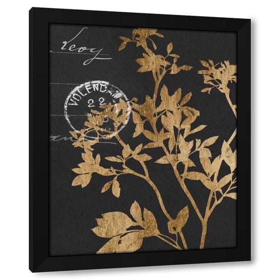 Jennifer Goldberger 15x18 Black Modern Wood Framed Wall Art Titled - Golden Leaves IV