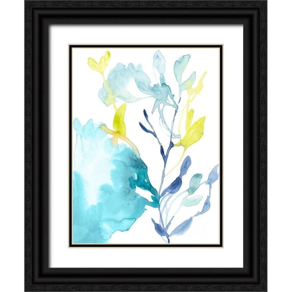 Goldberger, Jennifer 15x18 Black Ornate Wood Framed with Double Matting Museum Art Print Titled - Turquoise Bloom I