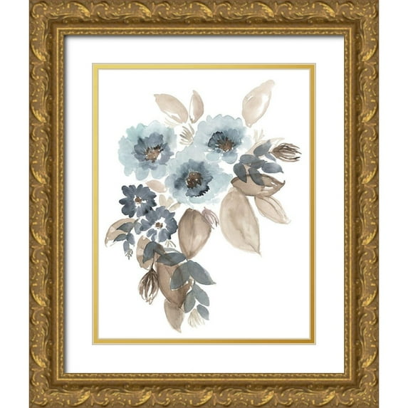 Goldberger, Jennifer 15x18 Gold Ornate Wood Framed with Double Matting Museum Art Print Titled - Blue and Chocolate Cascade II