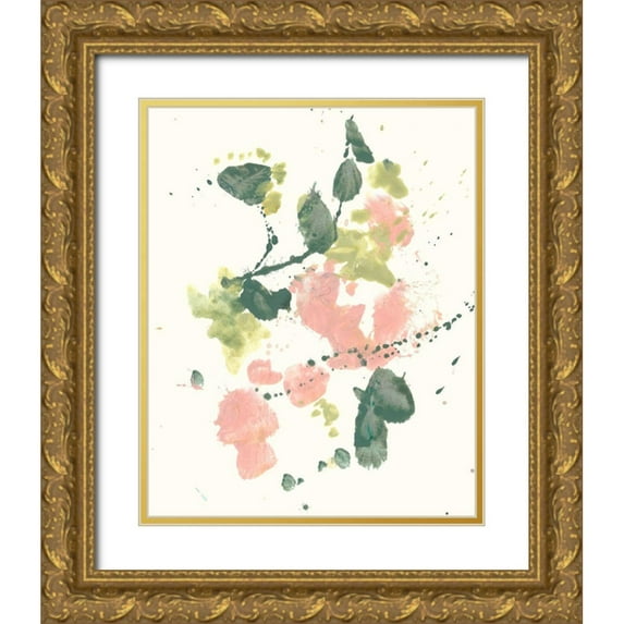 Goldberger, Jennifer 15x18 Gold Ornate Wood Framed with Double Matting Museum Art Print Titled - Blush and Olive Splash II