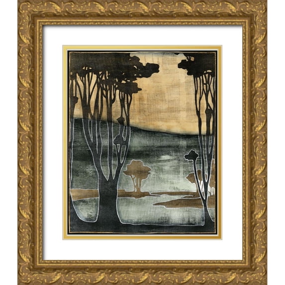 Goldberger, Jennifer 15x18 Gold Ornate Wood Framed with Double Matting Museum Art Print Titled - Nouveau Trees II