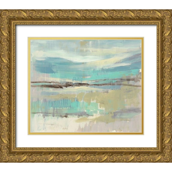 Goldberger, Jennifer 17x15 Gold Ornate Wood Framed with Double Matting Museum Art Print Titled - Planes of Blue II