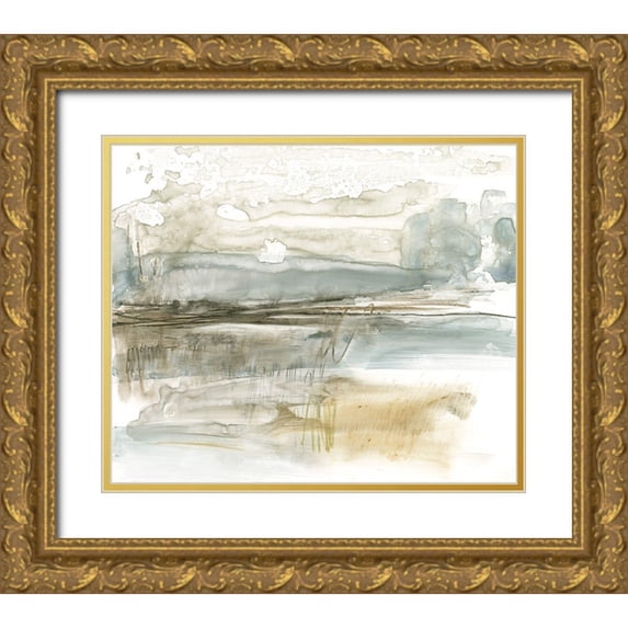 Goldberger, Jennifer 17x15 Gold Ornate Wood Framed with Double Matting Museum Art Print Titled - Stark Neutral Landscape I