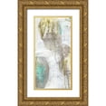 thumbnail image 1 of Goldberger, Jennifer 18x32 Gold Ornate Wood Framed with Double Matting Museum Art Print Titled - Citron and Teal Orbs I, 1 of 4