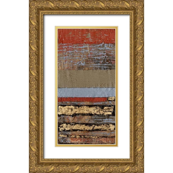 Goldberger, Jennifer 18x32 Gold Ornate Wood Framed with Double Matting Museum Art Print Titled - Embellished Wax Textures I