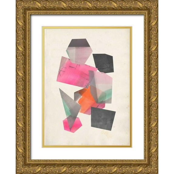 Goldberger, Jennifer 19x24 Gold Ornate Wood Framed with Double Matting Museum Art Print Titled - Collaged Shapes II