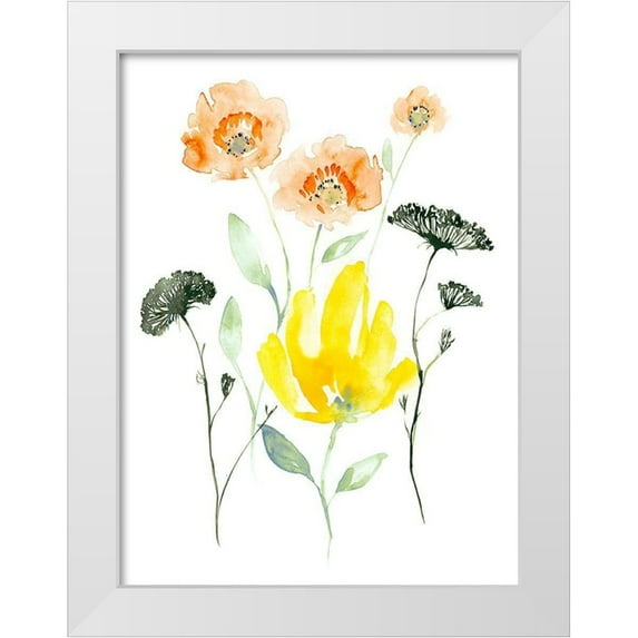 Goldberger, Jennifer 19x24 White Modern Wood Framed Museum Art Print Titled - Bright Wildflowers I