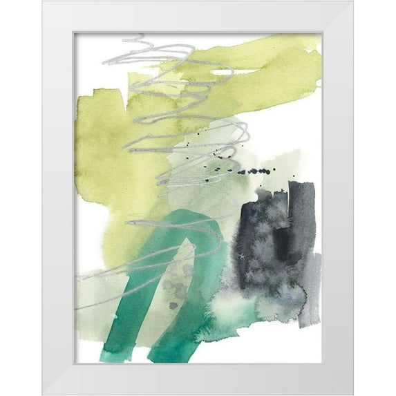 Goldberger, Jennifer 19x24 White Modern Wood Framed Museum Art Print Titled - Graffiti Green II