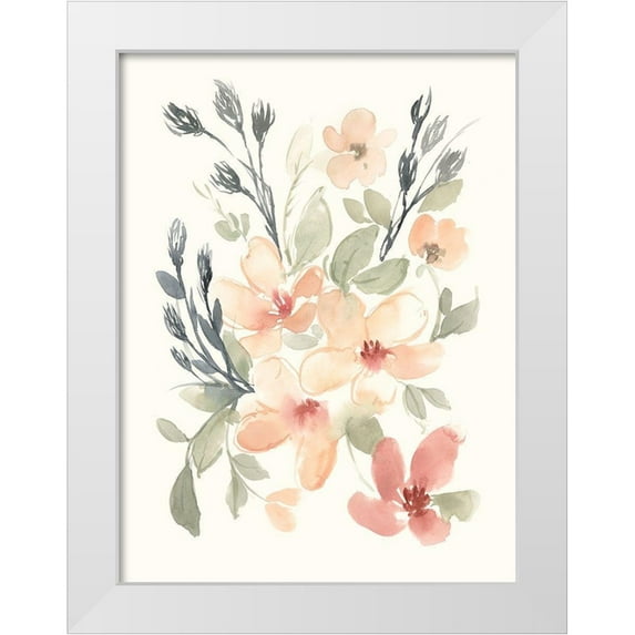 Goldberger, Jennifer 19x24 White Modern Wood Framed Museum Art Print Titled - Peachy Pink Blooms I