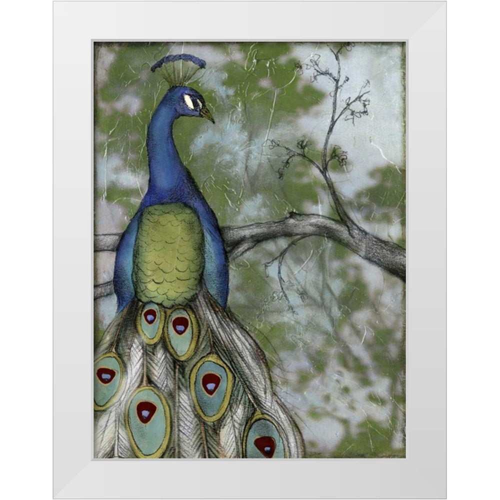 18x42 Gilded Peacock Triptych III By Jennifer Goldberger - Black main image 1