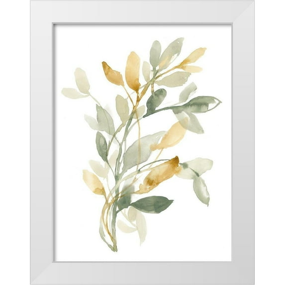 Goldberger, Jennifer 19x24 White Modern Wood Framed Museum Art Print Titled - Sage and Sienna Leaves II