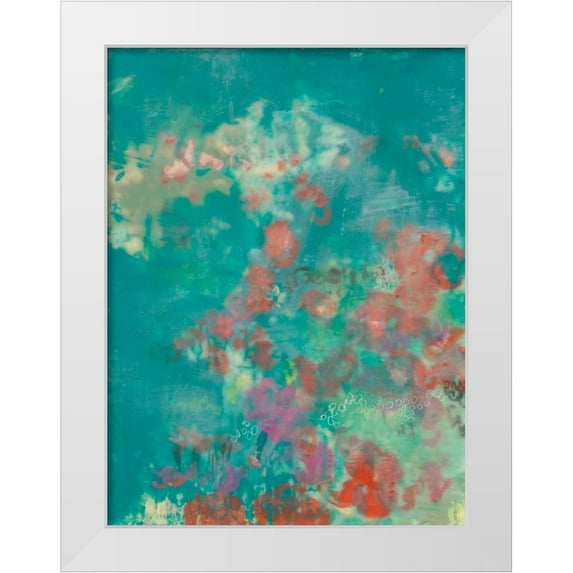 Goldberger, Jennifer 19x24 White Modern Wood Framed Museum Art Print Titled - Teal Rose Garden I