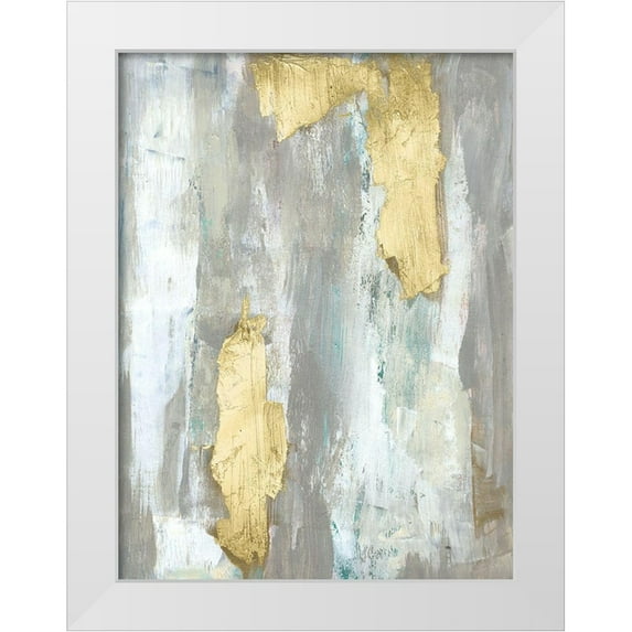 Goldberger, Jennifer 19x24 White Modern Wood Framed Museum Art Print Titled - Textured Neutrals and Gold I
