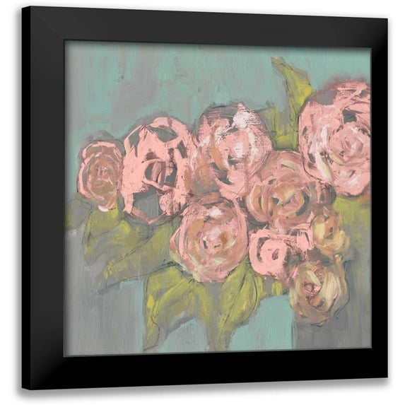 Goldberger, Jennifer 20x20 Black Modern Framed Museum Art Print Titled - Blush Pink Flowers I