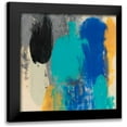 thumbnail image 1 of Goldberger, Jennifer 20x20 Black Modern Framed Museum Art Print Titled - Teal Schmear I, 1 of 5