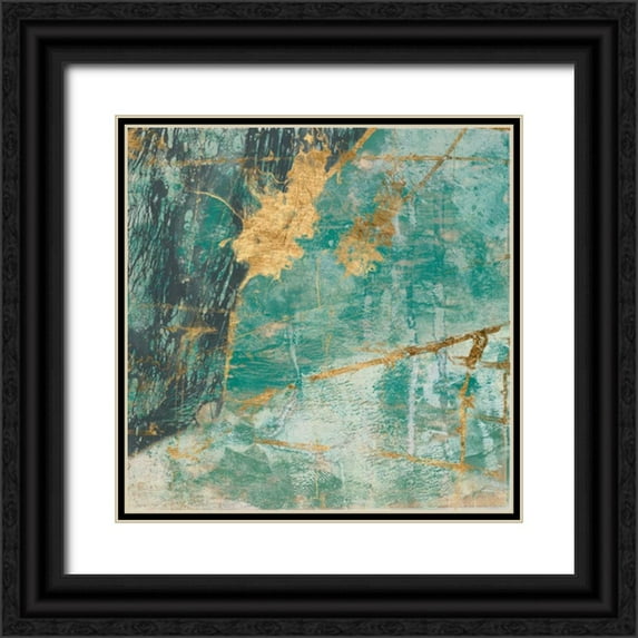 Goldberger, Jennifer 20x20 Black Ornate Wood Framed with Double Matting Museum Art Print Titled - Teal Lace I