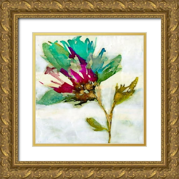 Goldberger, Jennifer 20x20 Gold Ornate Wood Framed with Double Matting Museum Art Print Titled - Fuchsia Splash II
