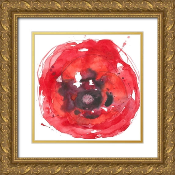 Goldberger, Jennifer 20x20 Gold Ornate Wood Framed with Double Matting Museum Art Print Titled - Kinetic Poppy II