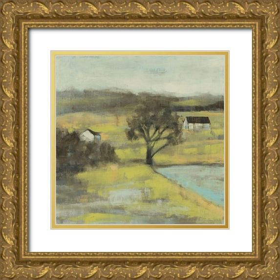 Goldberger, Jennifer 20x20 Gold Ornate Wood Framed with Double Matting Museum Art Print Titled - Pastoral Mist II