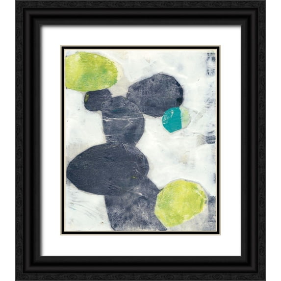 Goldberger, Jennifer 20x23 Black Ornate Wood Framed with Double Matting Museum Art Print Titled - Indigo Orbs II