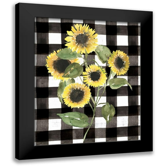 Goldberger, Jennifer 20x24 Black Modern Framed Museum Art Print Titled - Buffalo Check Sunflower II