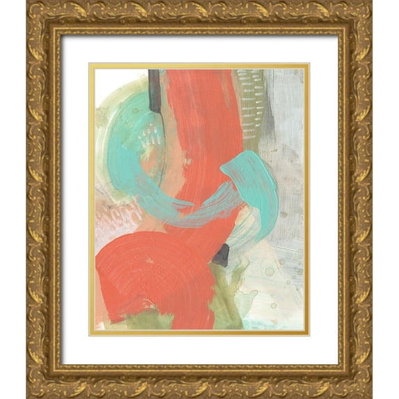 Goldberger, Jennifer 20x24 Gold Ornate Wood Framed with Double Matting Museum Art Print Titled - Coral Whimsy IV