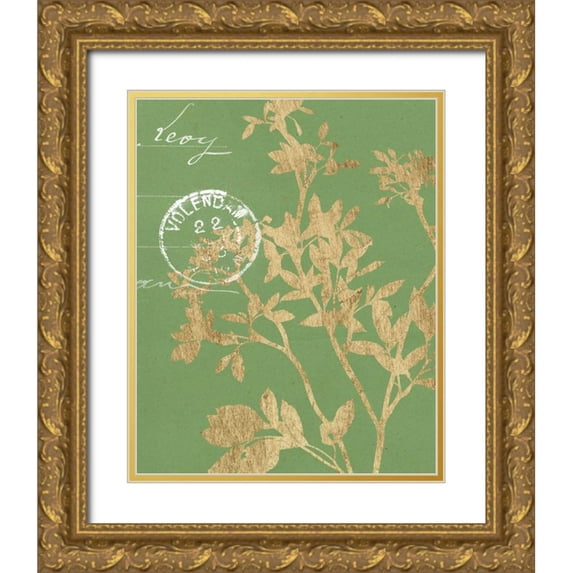 Goldberger, Jennifer 20x24 Gold Ornate Wood Framed with Double Matting Museum Art Print Titled - Greenery Leaves II