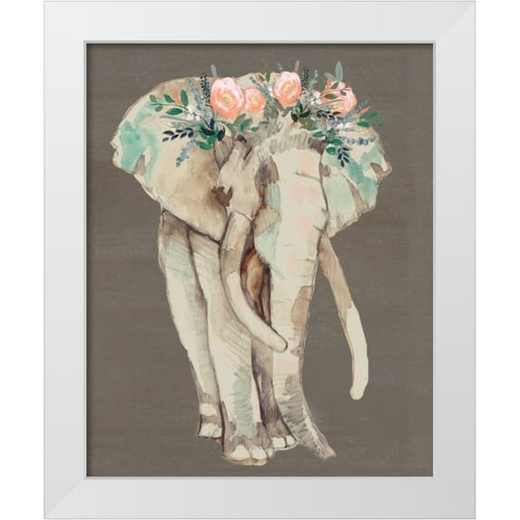 Goldberger, Jennifer 20x24 White Modern Wood Framed Museum Art Print Titled - Flower Crown Elephant I