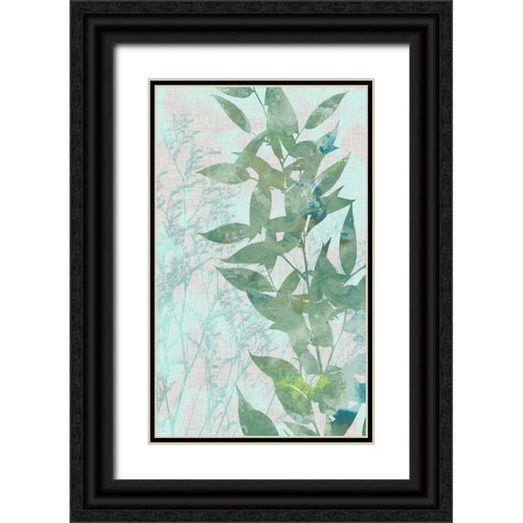 Goldberger, Jennifer 21x32 Black Ornate Wood Framed with Double Matting Museum Art Print Titled - Watercolor Leaf Panel II