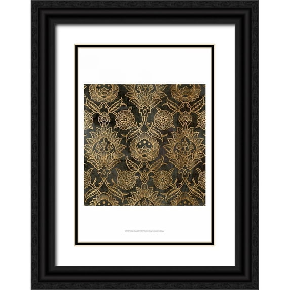 Goldberger, Jennifer 23x32 Black Ornate Wood Framed with Double Matting Museum Art Print Titled - Golden Damask IV
