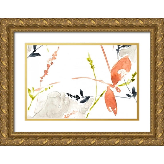 Goldberger, Jennifer 24x17 Gold Ornate Wood Framed with Double Matting Museum Art Print Titled - Coral and Navy II