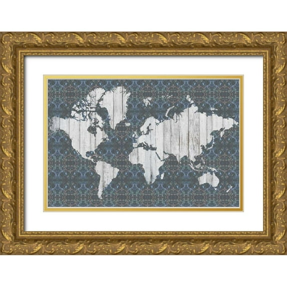 Goldberger, Jennifer 24x17 Gold Ornate Wood Framed with Double Matting Museum Art Print Titled - Flower Map V