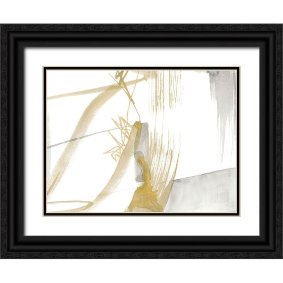 Goldberger, Jennifer 24x19 Black Ornate Wood Framed with Double Matting Museum Art Print Titled - Gold and Grey Exploration VI