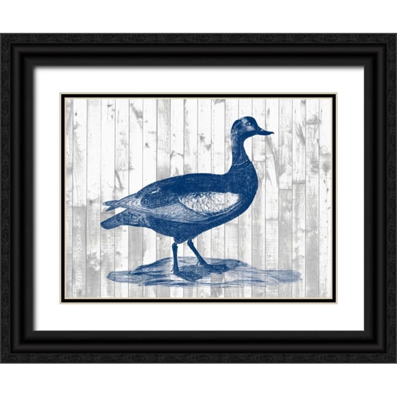Goldberger, Jennifer 24x19 Black Ornate Wood Framed with Double Matting Museum Art Print Titled - Woodgrain Fowl IV